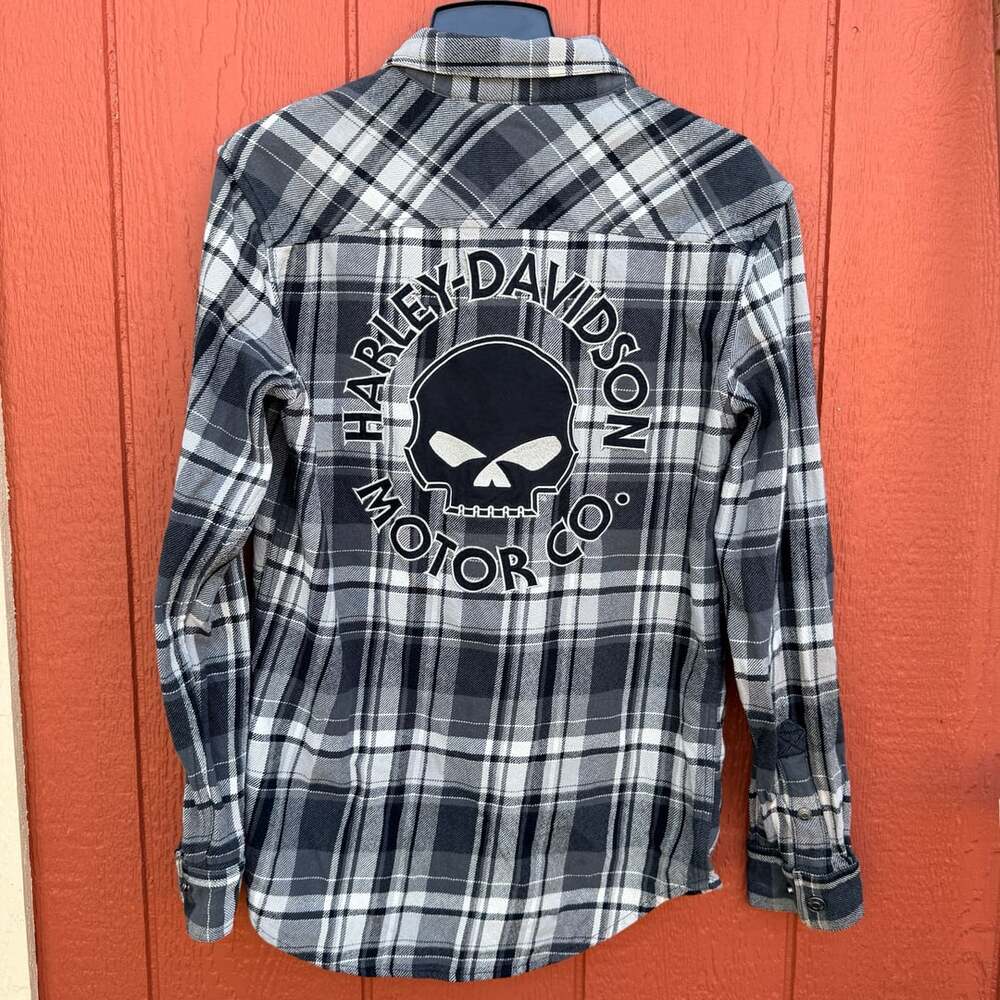 Harley-Davidson Men's Willie G Skull Plaid Long Sleeve Shirt Sz. Small